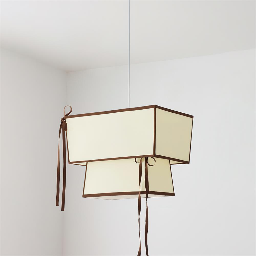 Velina Pendant Lamp Layered Rectangular Shades & Ribbon - Letslighting