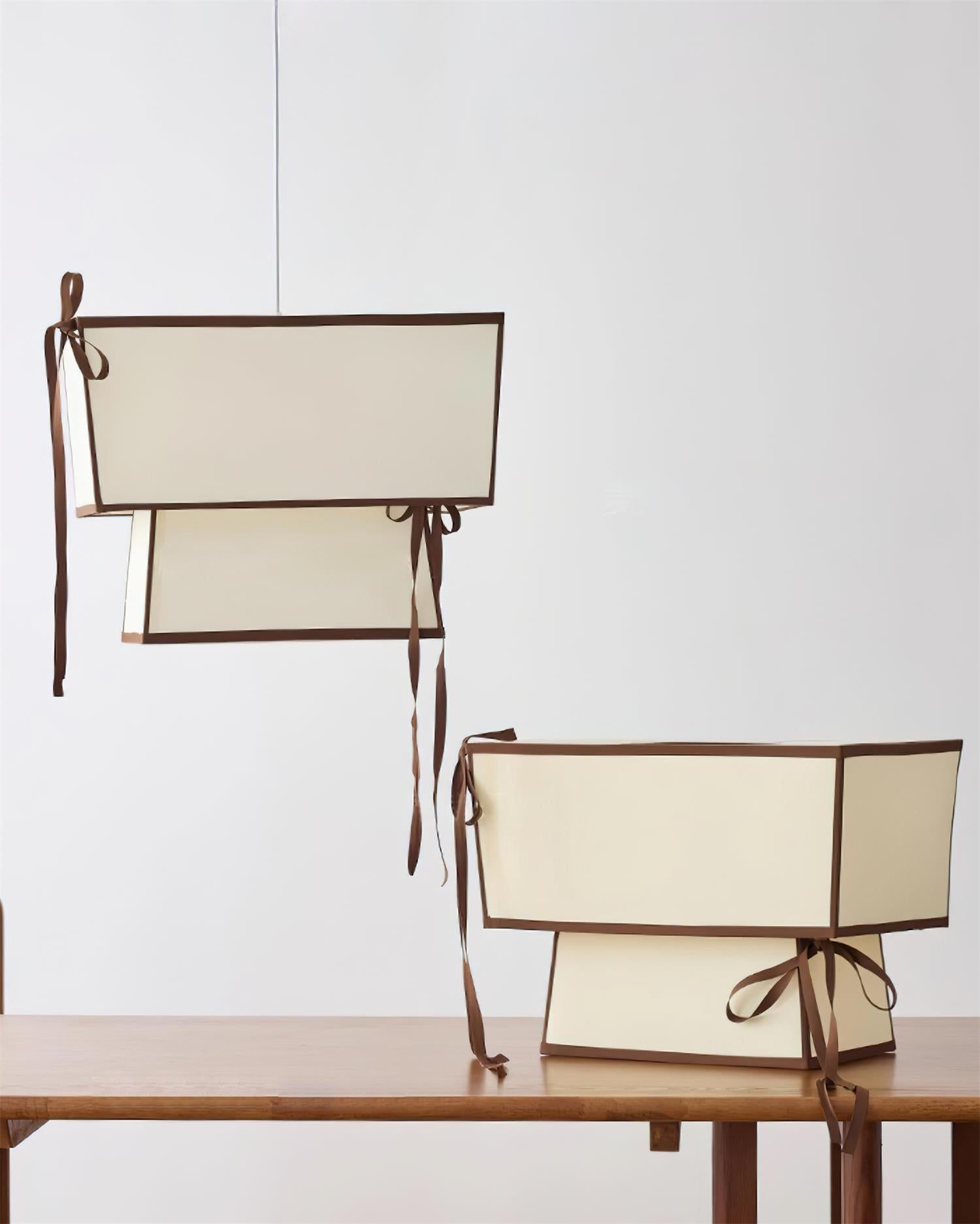 Velina Pendant Lamp Layered Rectangular Shades & Ribbon - Letslighting