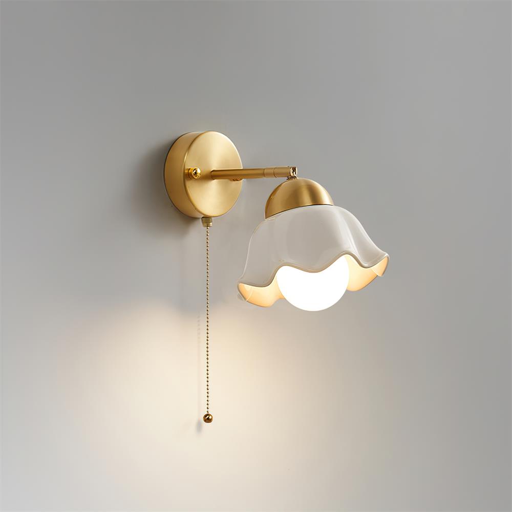 Wall Lamp Brass and Ceramic Wavy Shade Globe Accent Retro Artistic - Letslighting