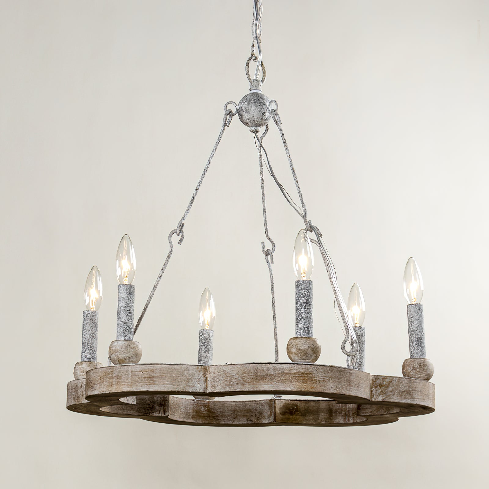 Mysilora Vintage Industrial Wheel Wood Chandelier - Letslighting