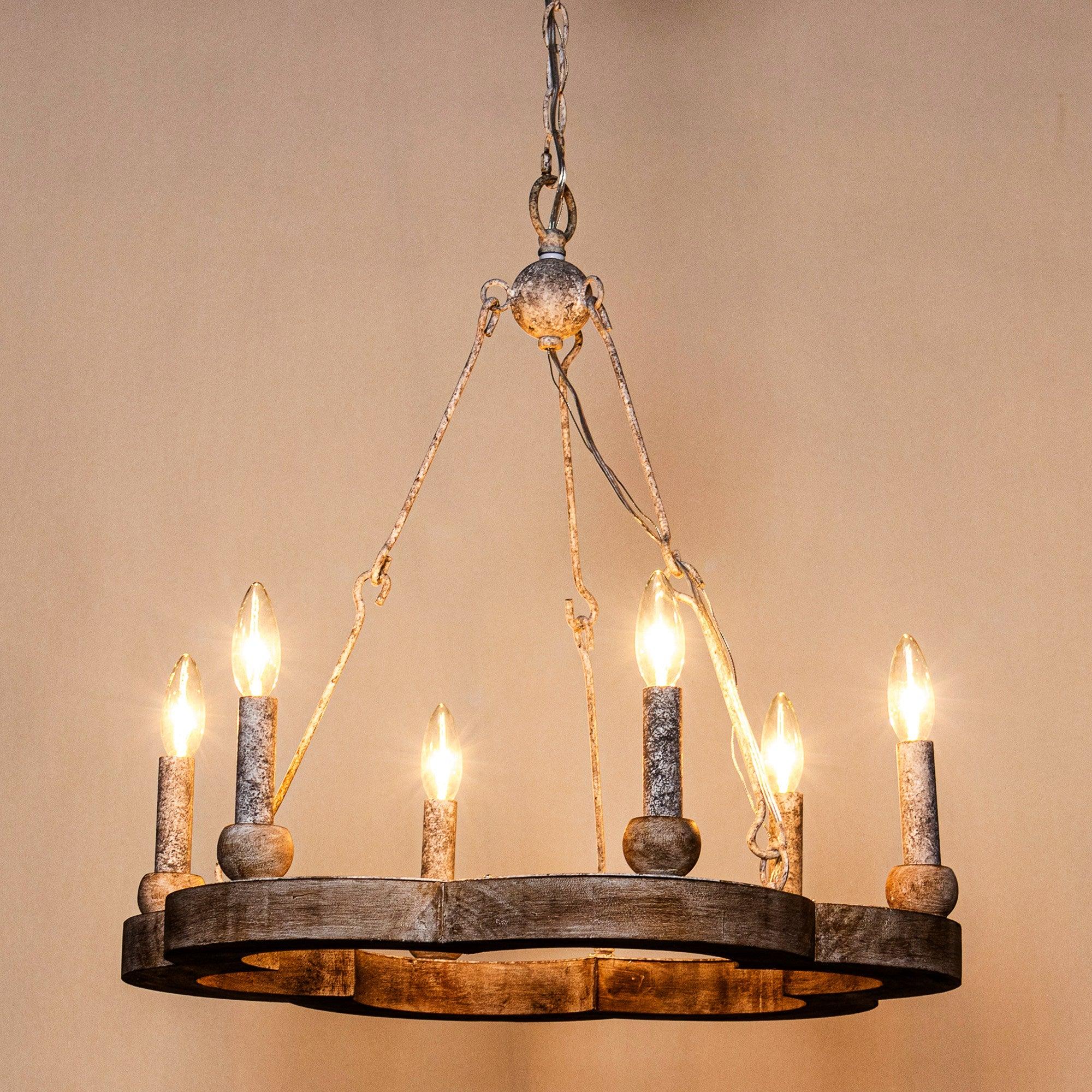 Mysilora Vintage Industrial Wheel Wood Chandelier - Letslighting