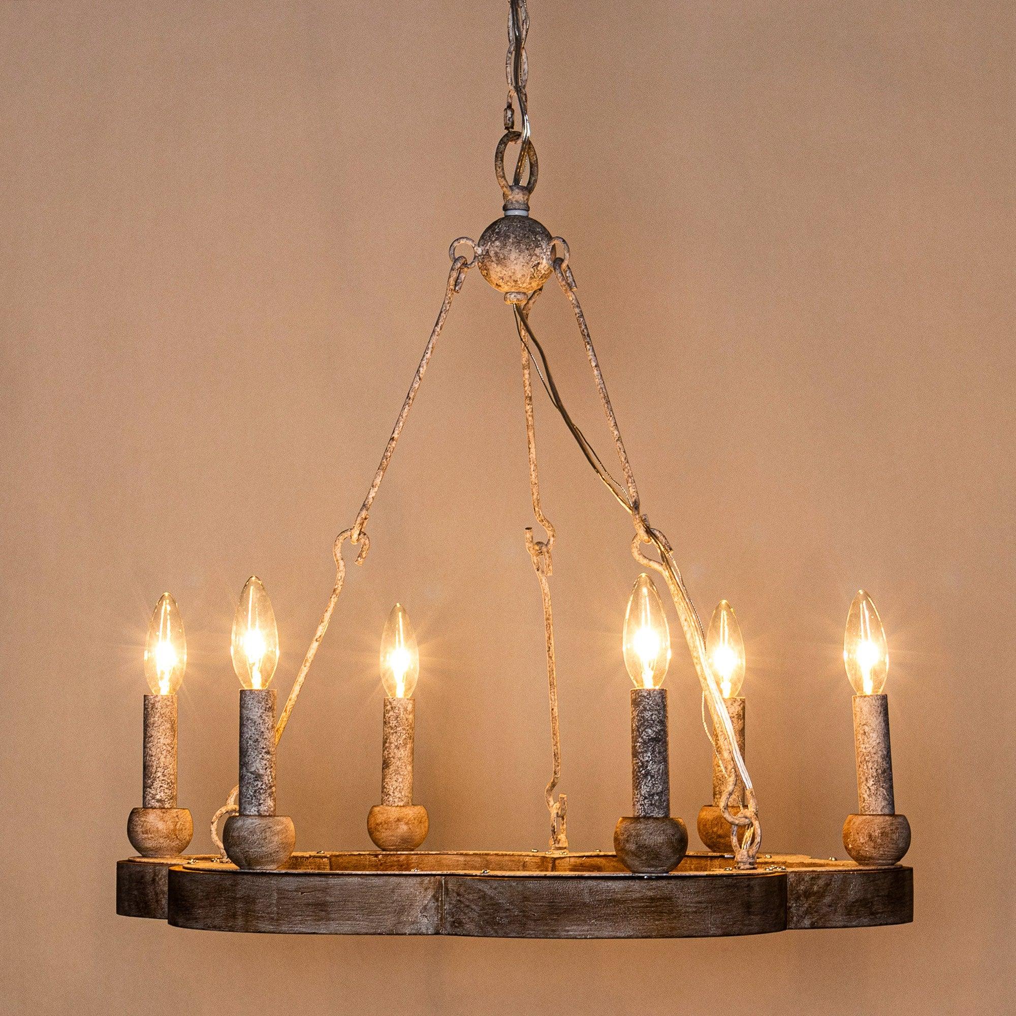 Mysilora Vintage Industrial Wheel Wood Chandelier - Letslighting