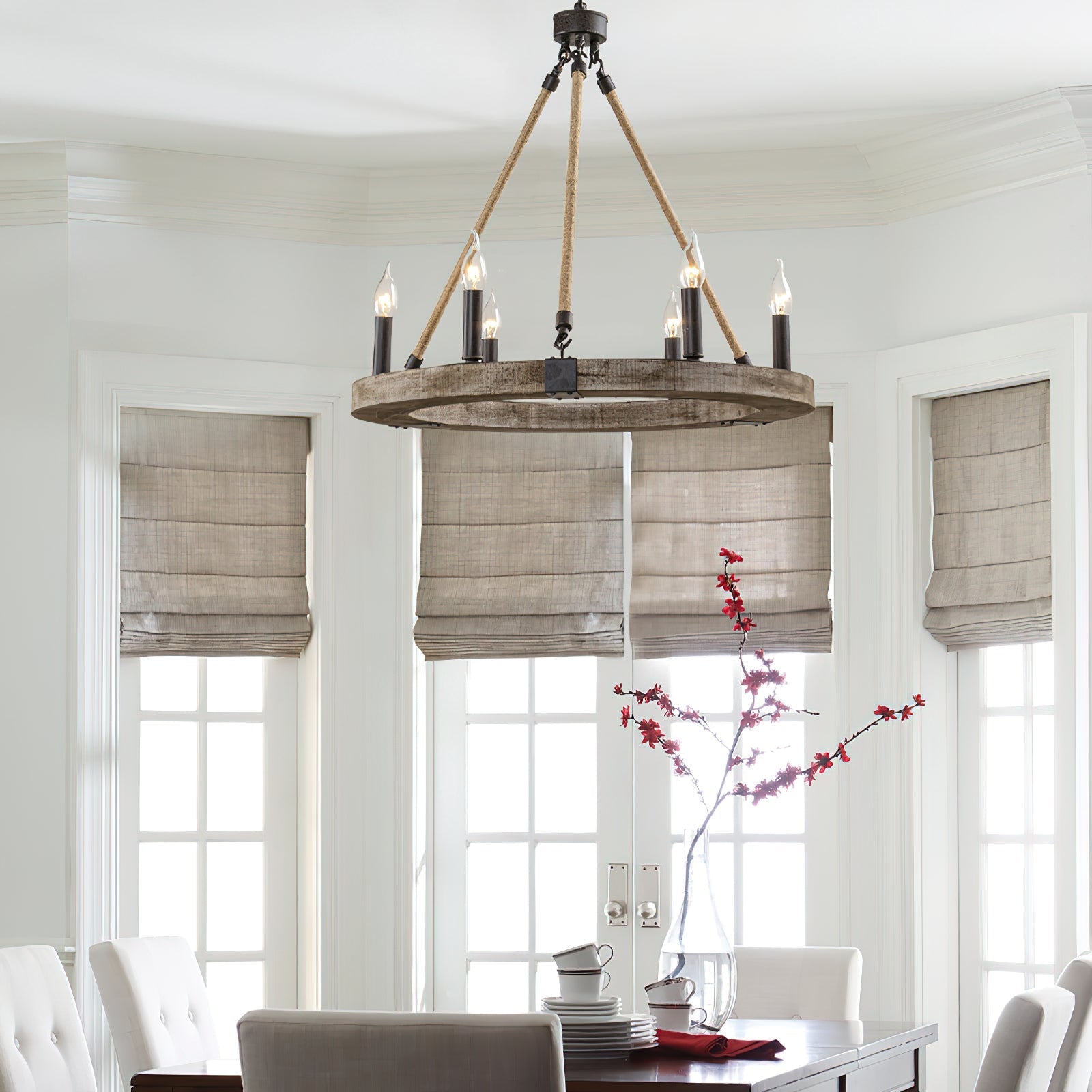 Mysilora Vintage Industrial Wheel Wood Chandelier - Letslighting