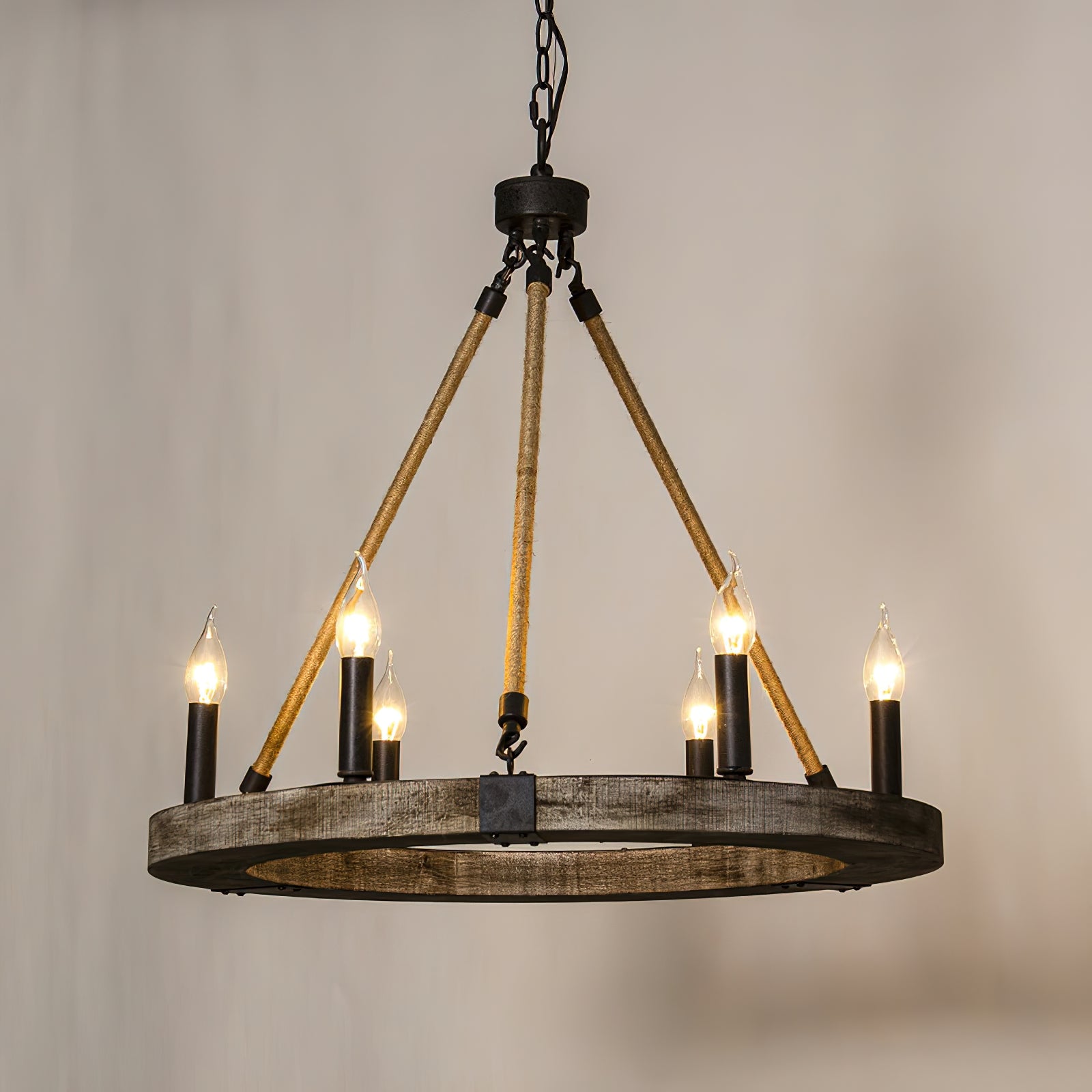 Mysilora Vintage Industrial Wheel Wood Chandelier - Letslighting