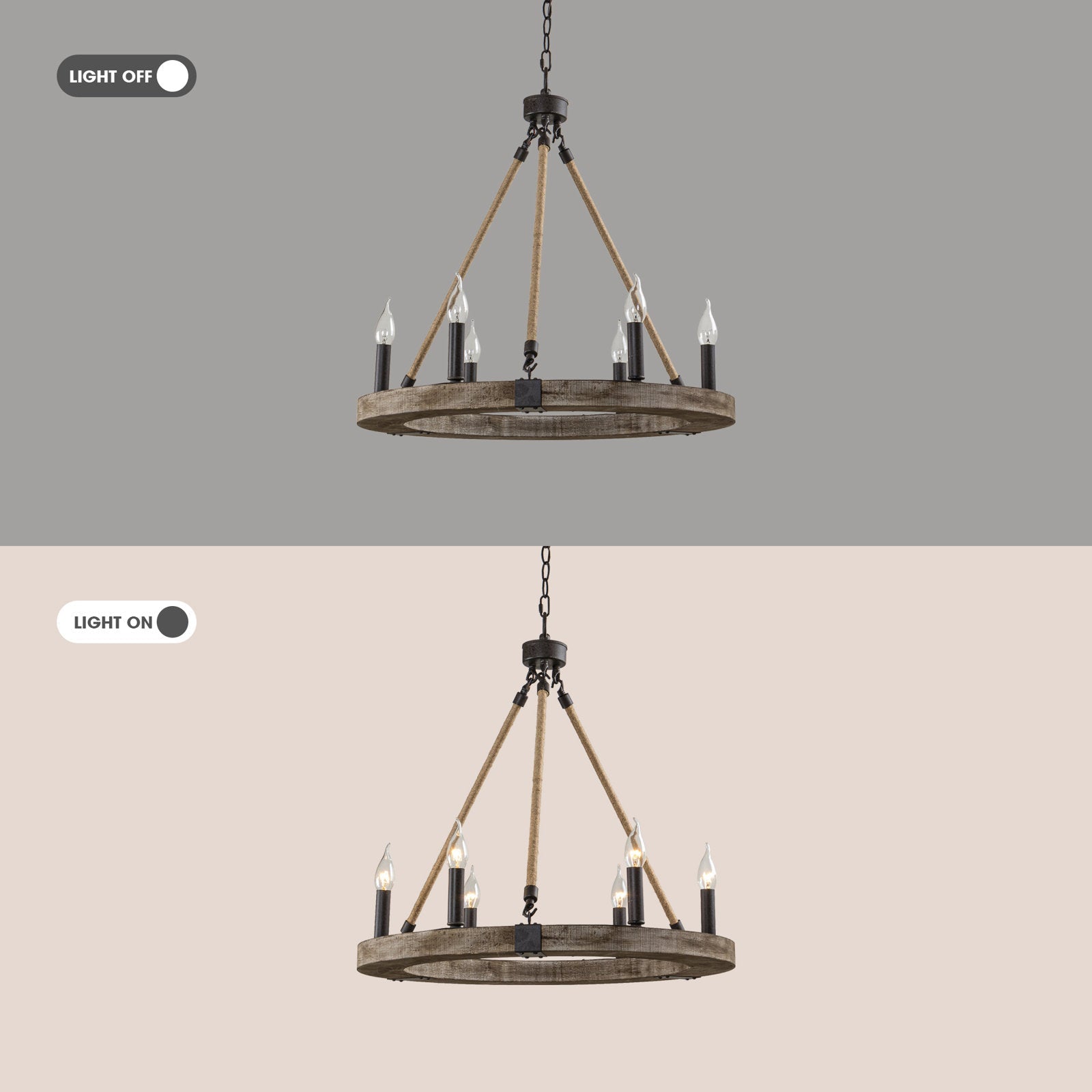 Mysilora Vintage Industrial Wheel Wood Chandelier - Letslighting