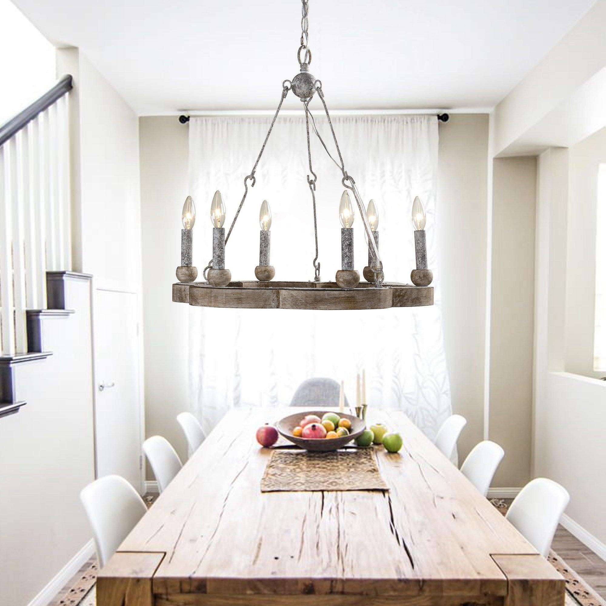 Mysilora Vintage Industrial Wheel Wood Chandelier - Letslighting