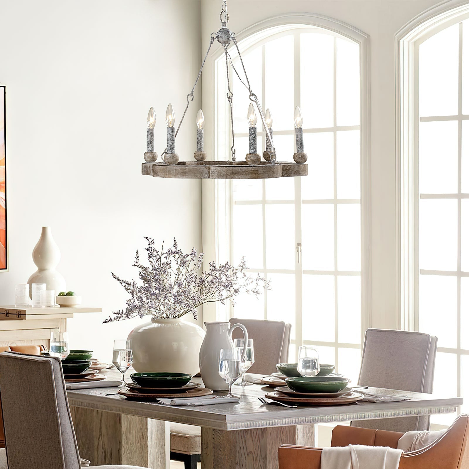 Mysilora Vintage Industrial Wheel Wood Chandelier - Letslighting