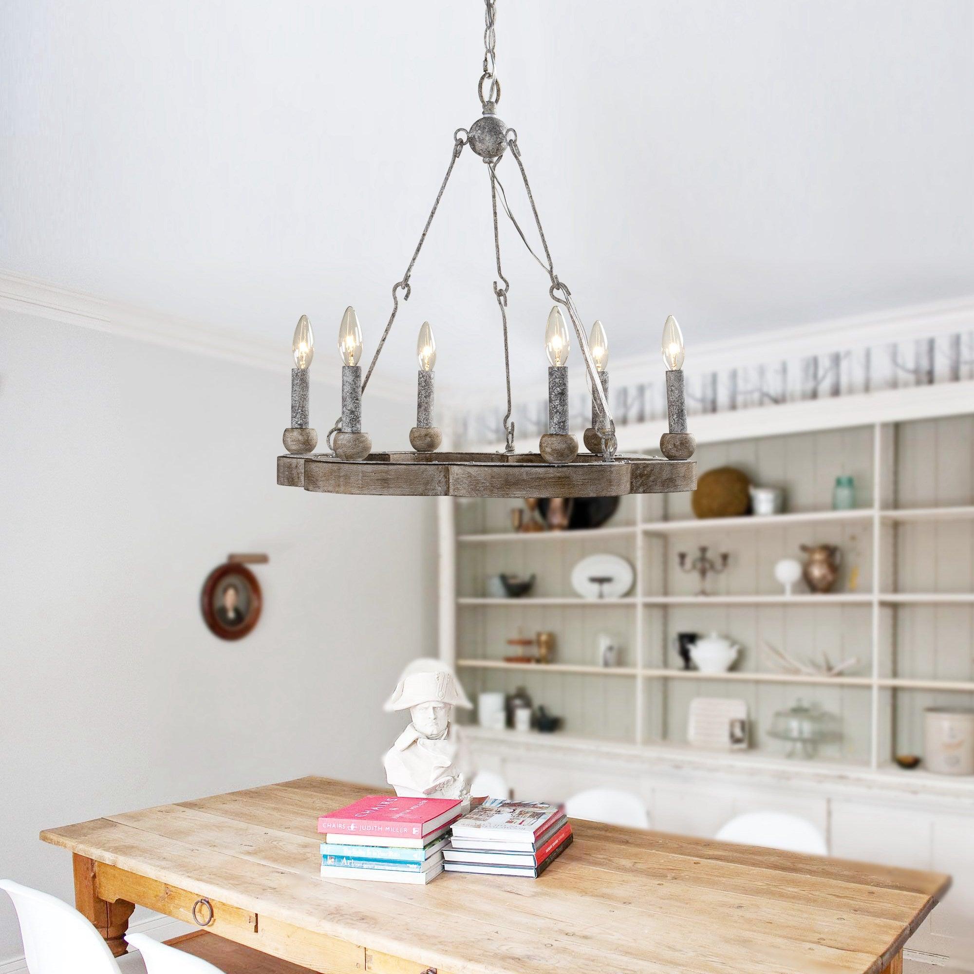 Mysilora Vintage Industrial Wheel Wood Chandelier - Letslighting