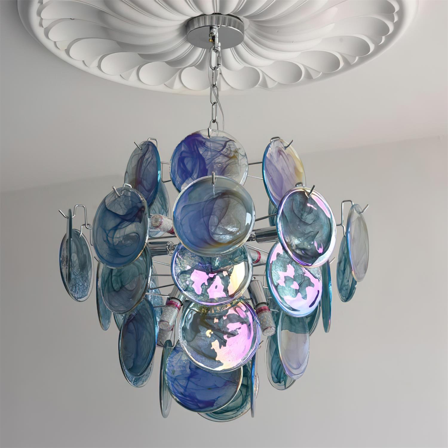 Venfield Chandelier Iridescent Glass Disc Cascade - Letslighting