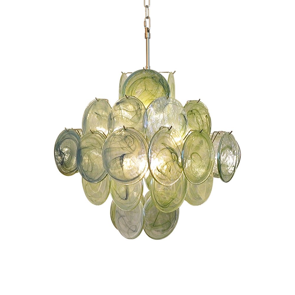 Aurora Chandelier Green Murano Glass Disc Nature - Letslighting