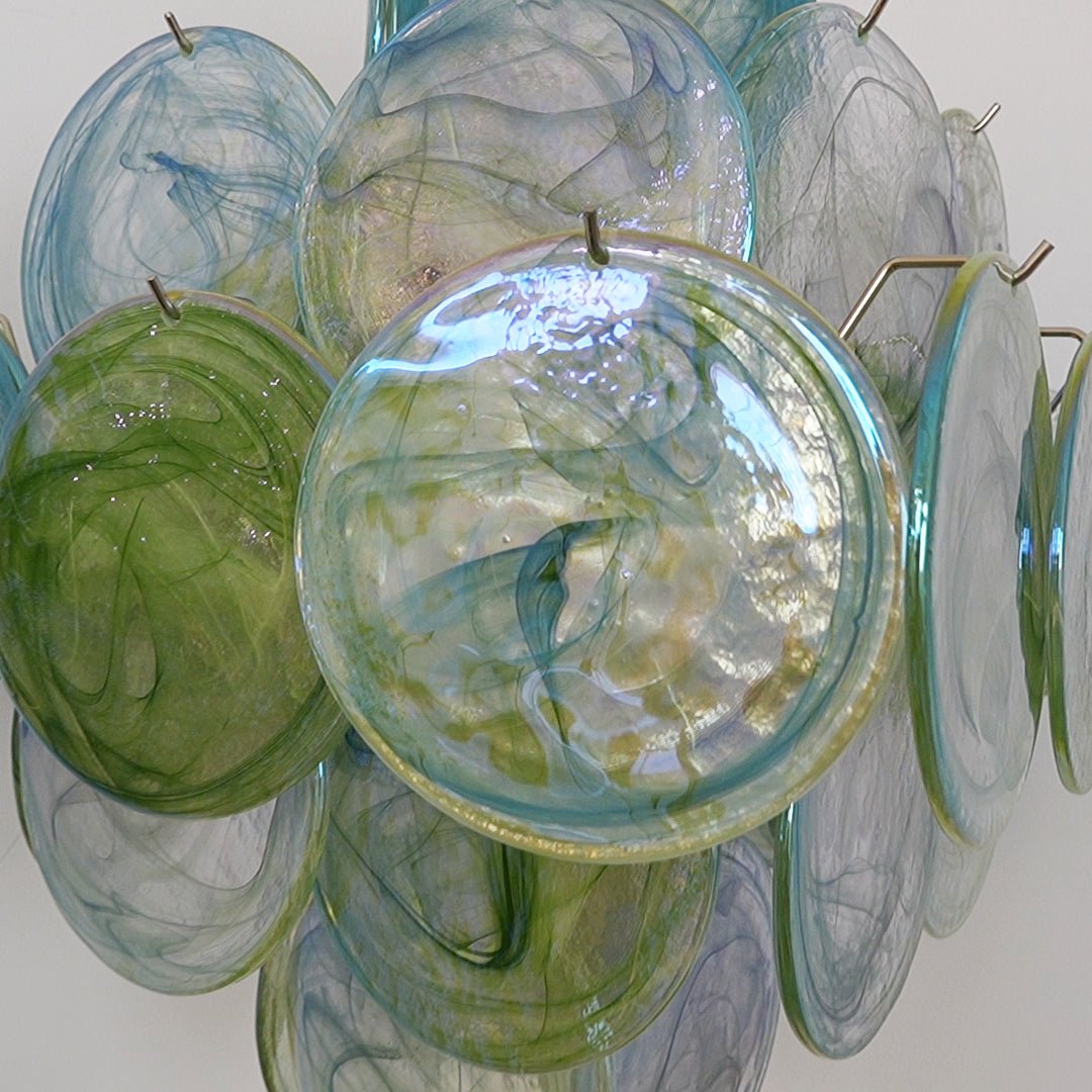 Aurora Chandelier Green Murano Glass Disc Nature - Letslighting
