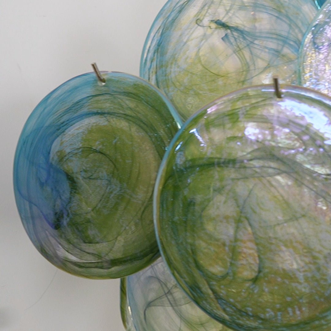 Aurora Chandelier Green Murano Glass Disc Nature - Letslighting