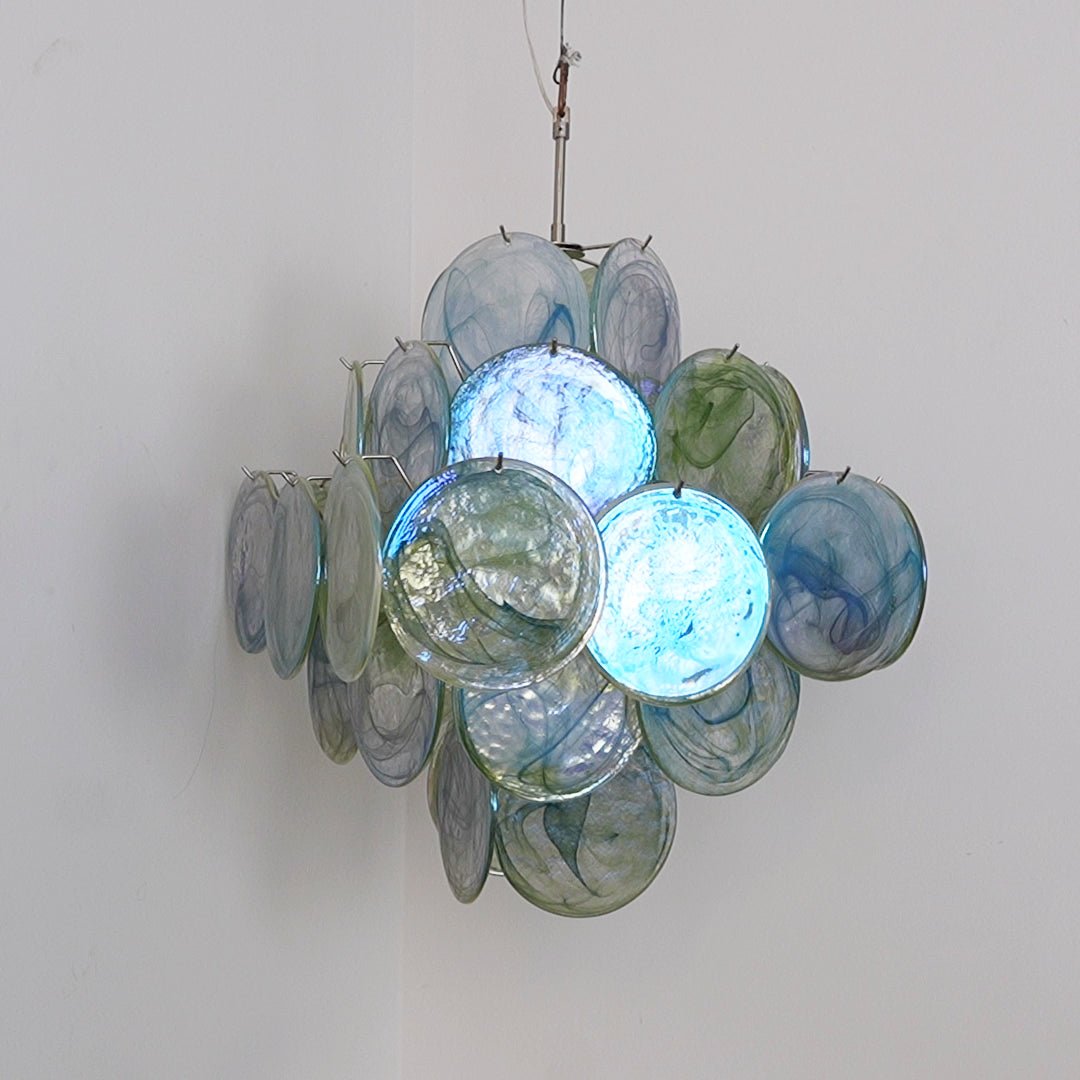 Aurora Chandelier Green Murano Glass Disc Nature - Letslighting