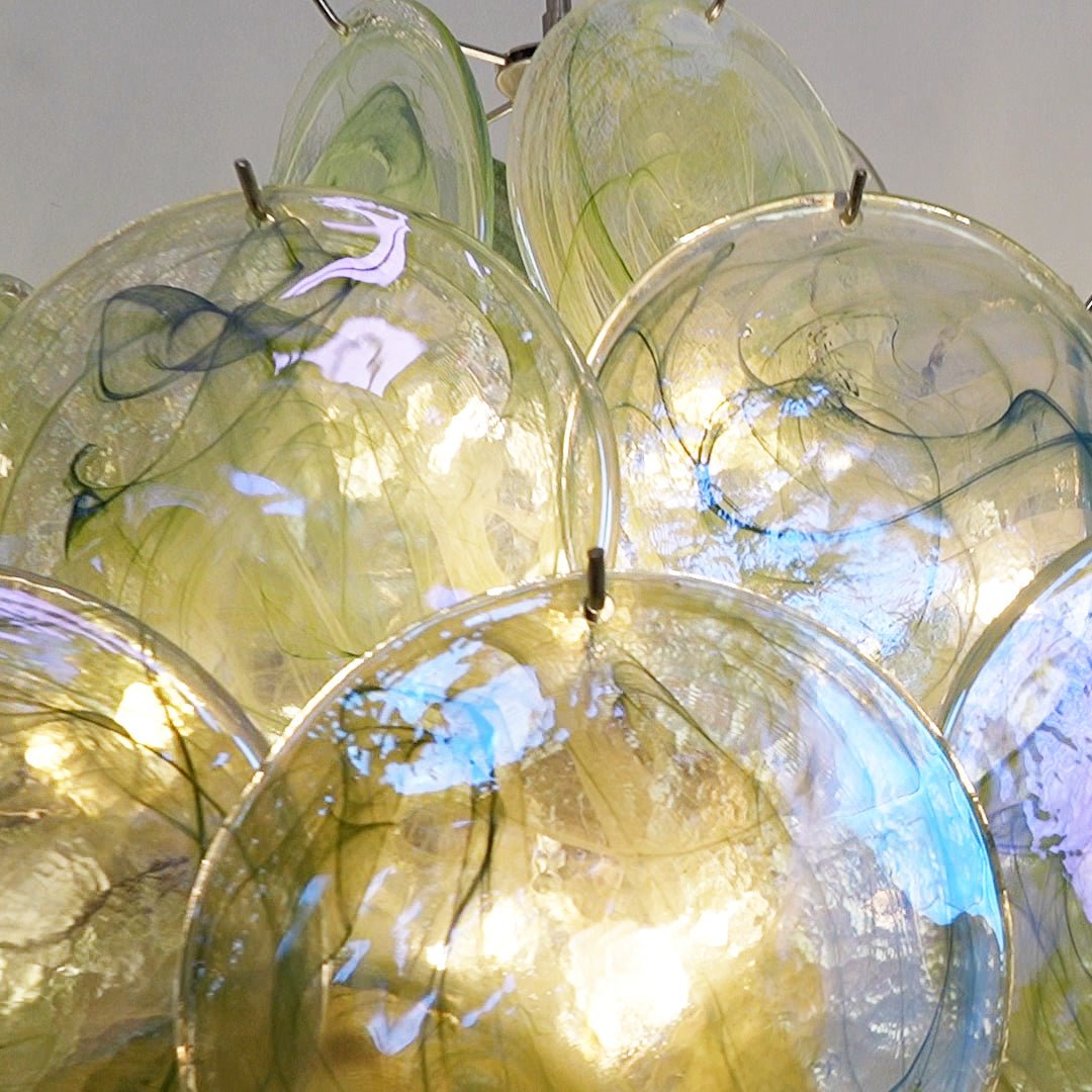 Aurora Chandelier Green Murano Glass Disc Nature - Letslighting