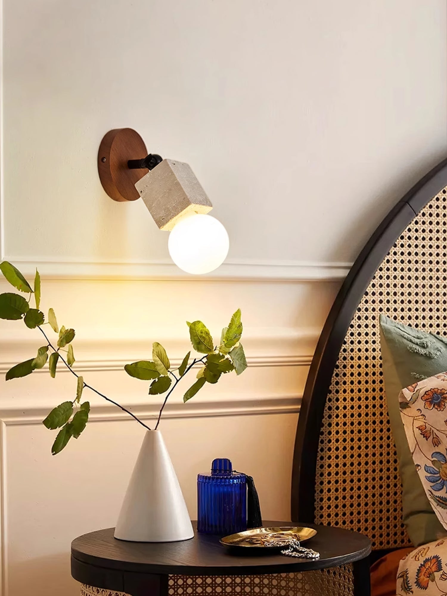 Cesilyra Swivel Cylinder Travertine Wall Light - Letslighting