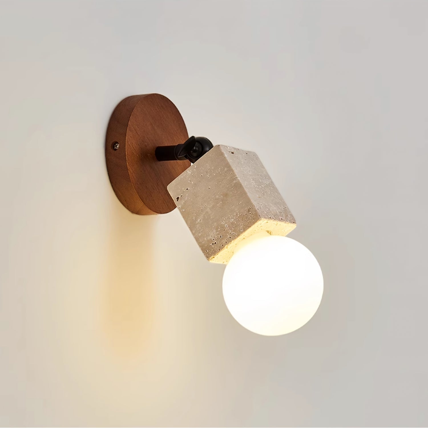 Cesilyra Swivel Cylinder Travertine Wall Light - Letslighting
