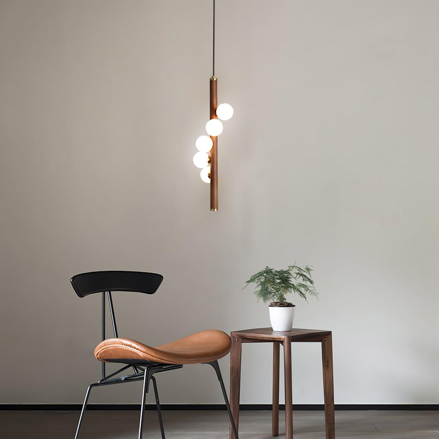 Lustra Pendant Lamp Wooden Glass Linear - Letslighting