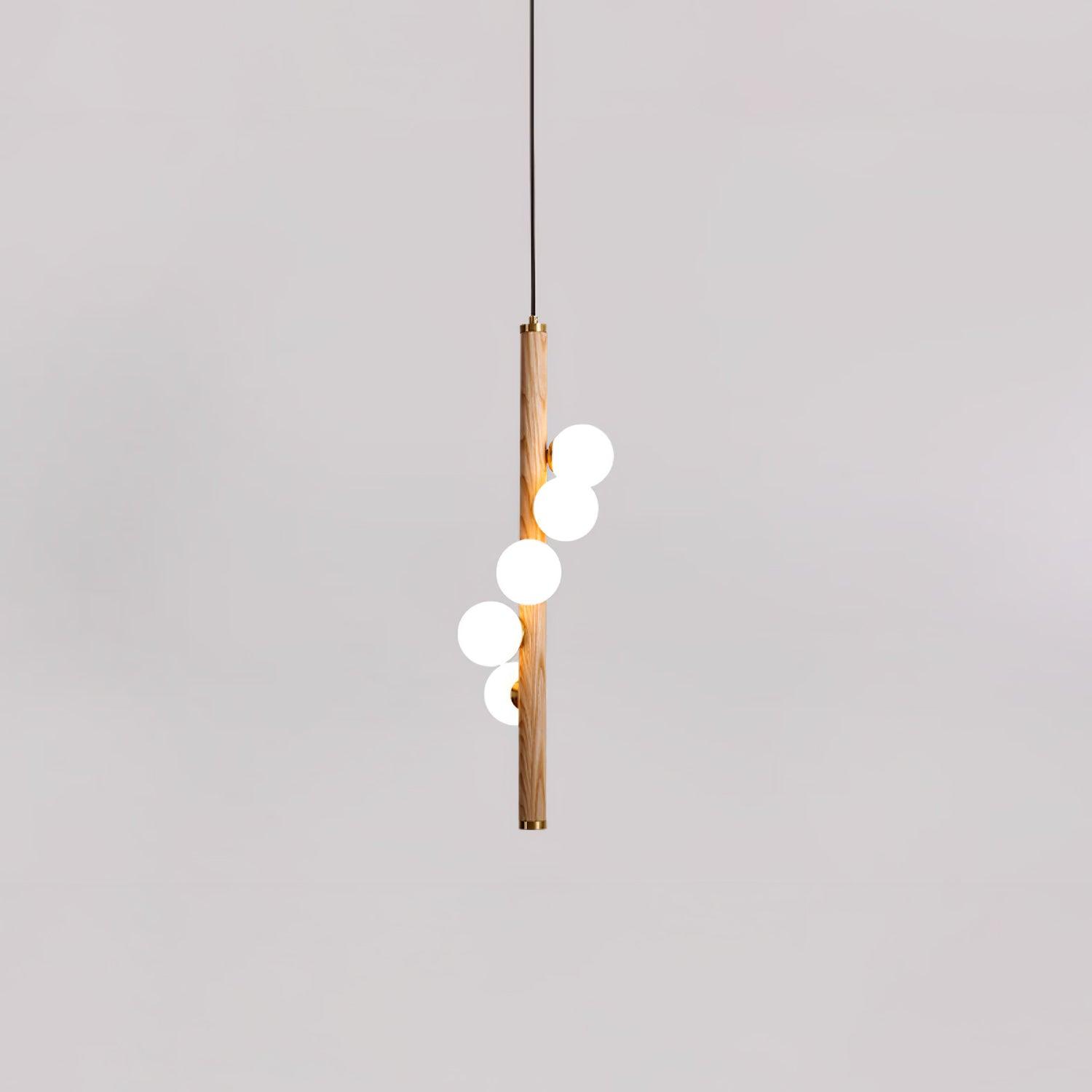 Lustra Pendant Lamp Wooden Glass Linear - Letslighting