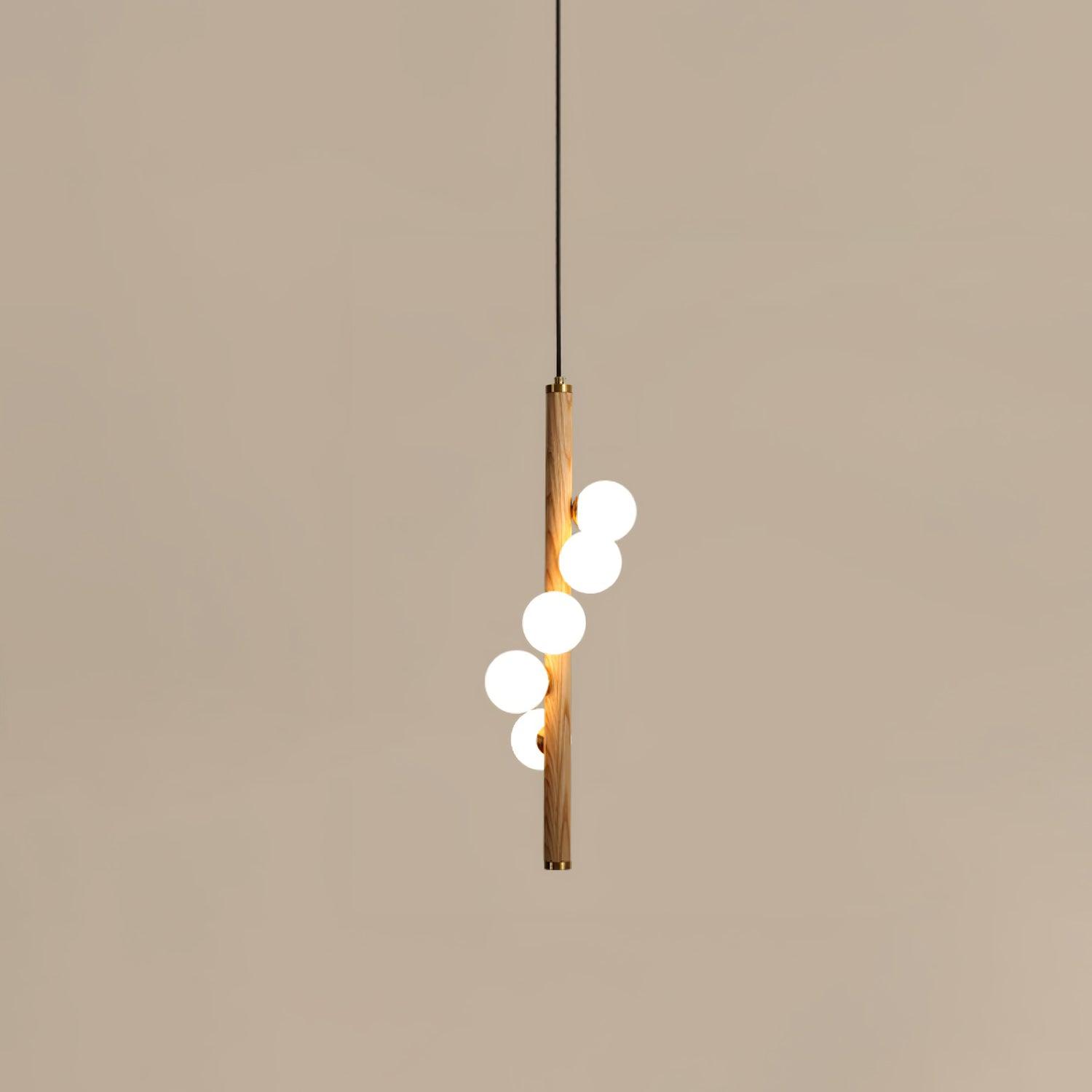 Lustra Pendant Lamp Wooden Glass Linear - Letslighting