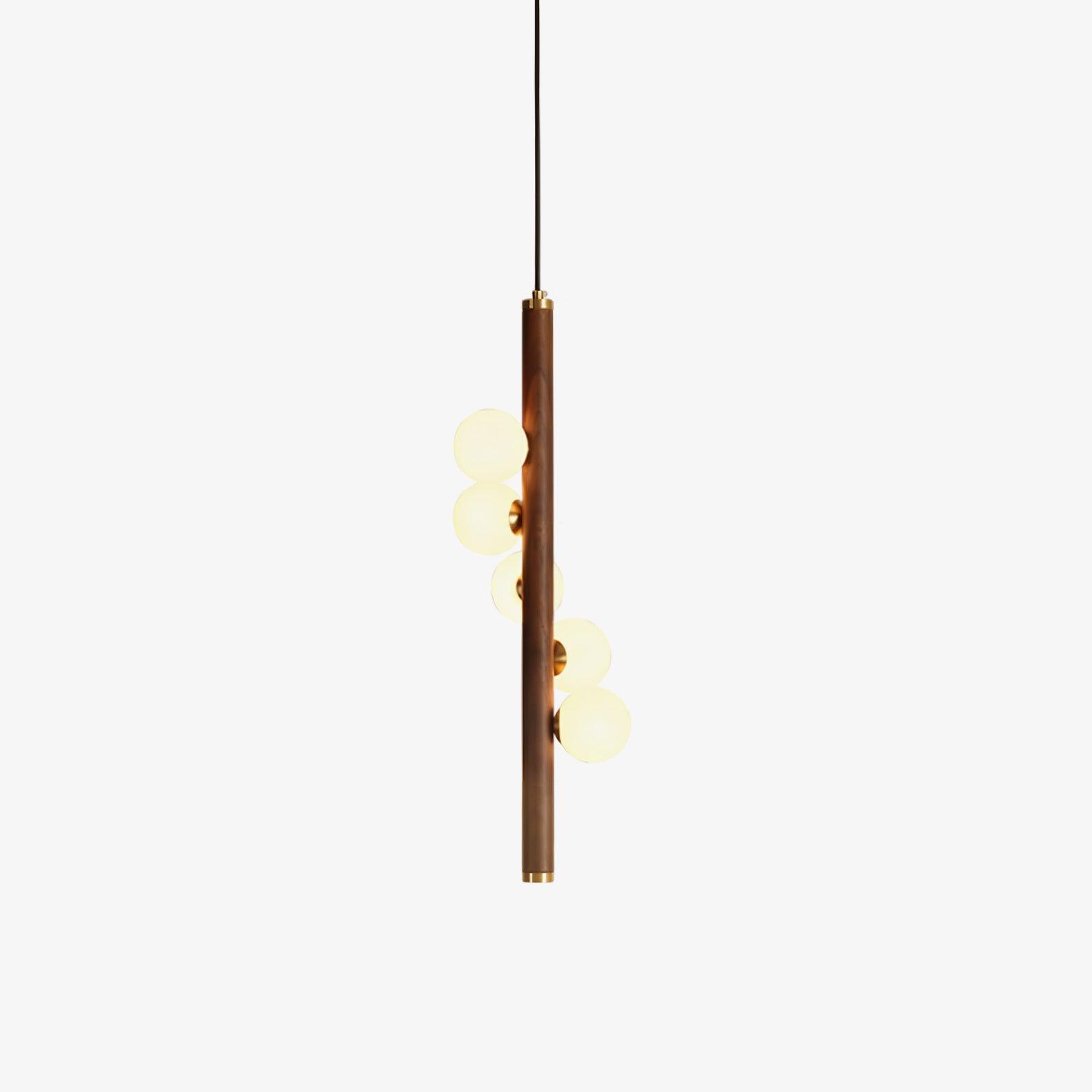 Lustra Pendant Lamp Wooden Glass Linear - Letslighting