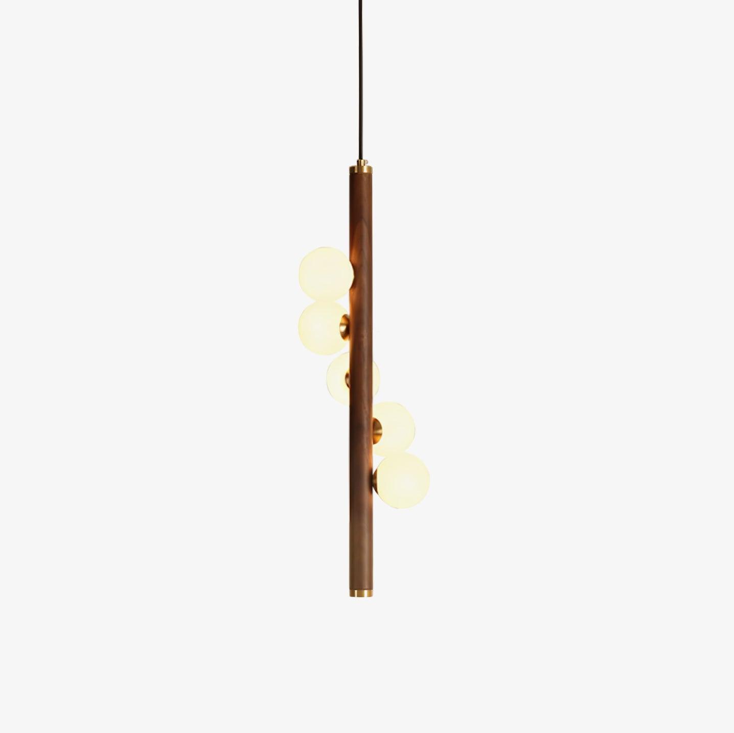 Lustra Pendant Lamp Wooden Glass Linear - Letslighting