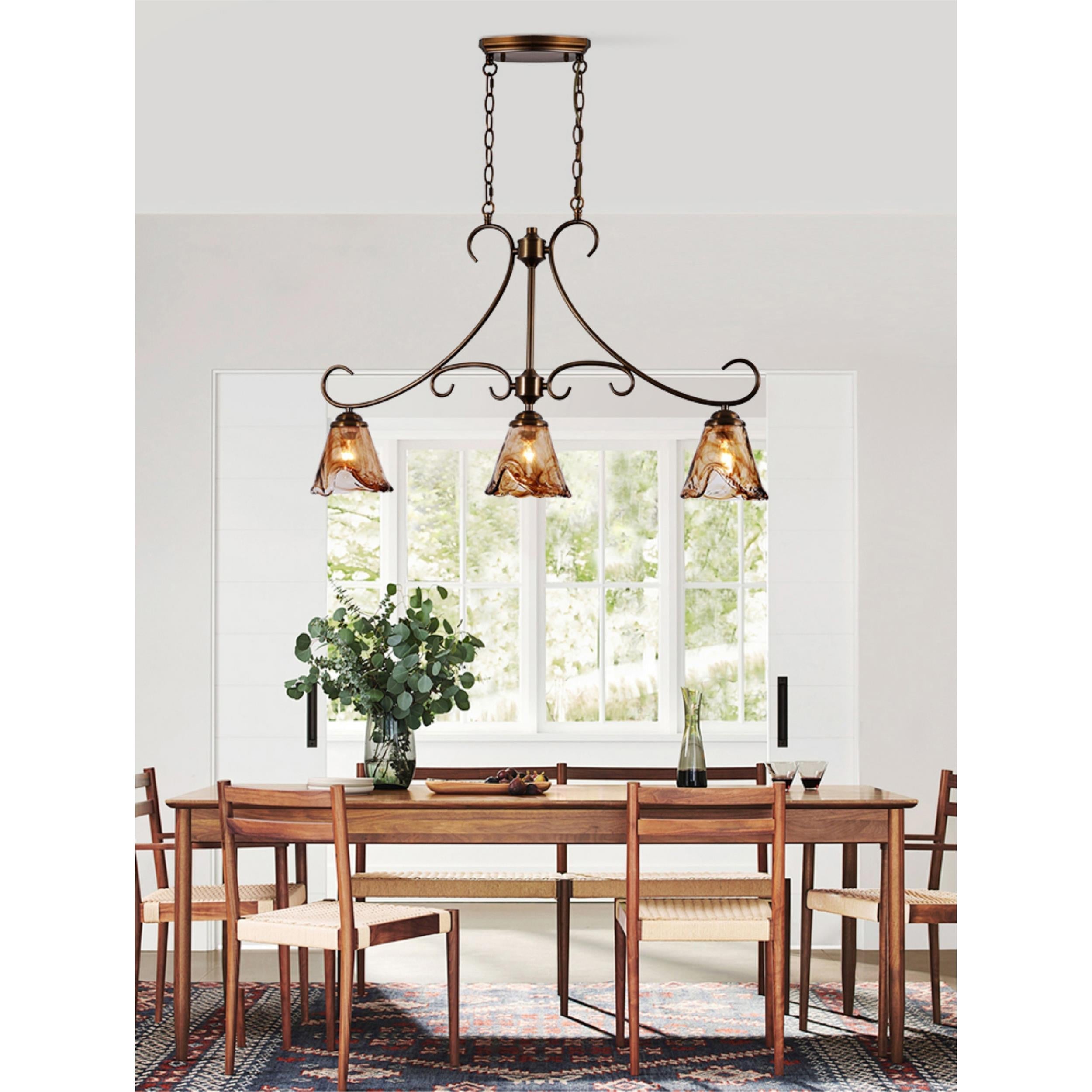 Aloror Vintage Industrial Island Brass Glass Pendant Lamp - Letslighting