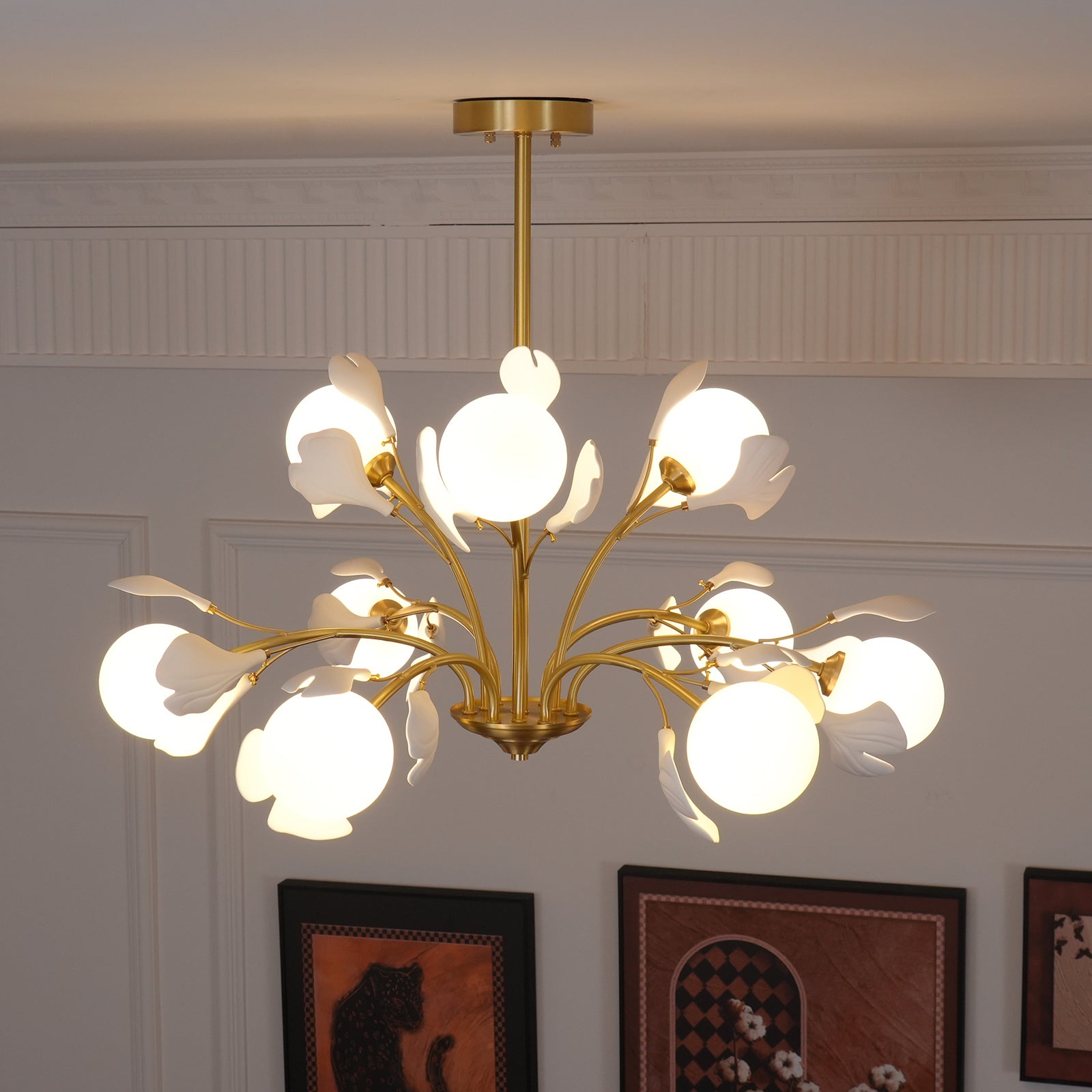 Capiz Gingko Glass Ball Chandelier - Letslighting