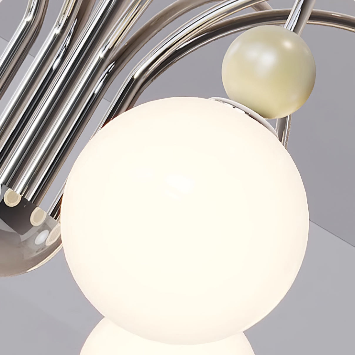 Vierra Carisa Chandelier Red Orb Chrome Curved Arms - Letslighting