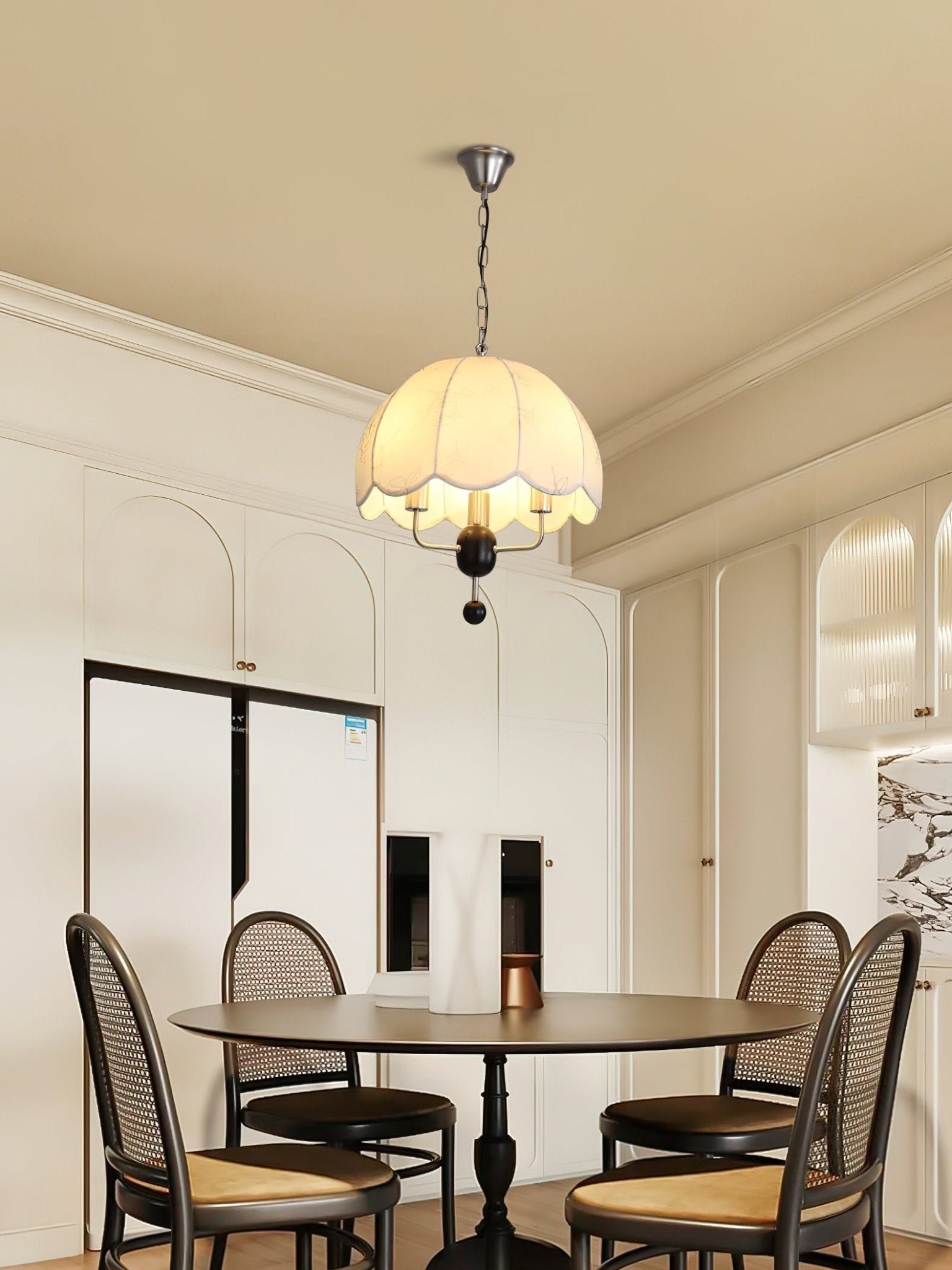 Ervaren Vintage Bloom Fabric Wood Pendant Lamp - Letslighting