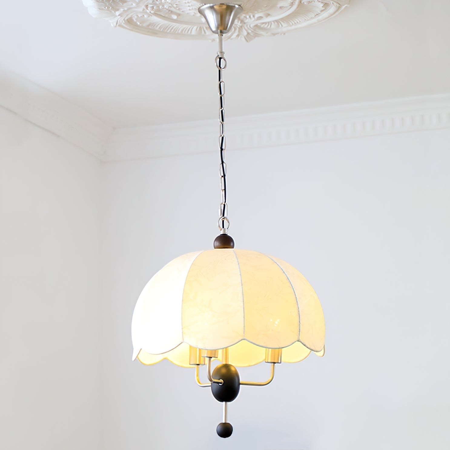 Ervaren Vintage Bloom Fabric Wood Pendant Lamp - Letslighting