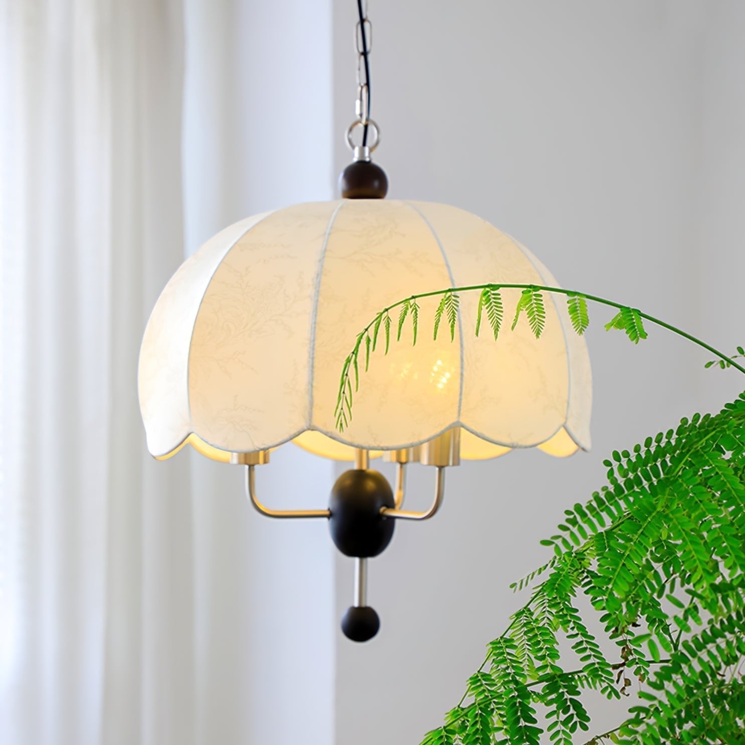 Ervaren Vintage Bloom Fabric Wood Pendant Lamp - Letslighting