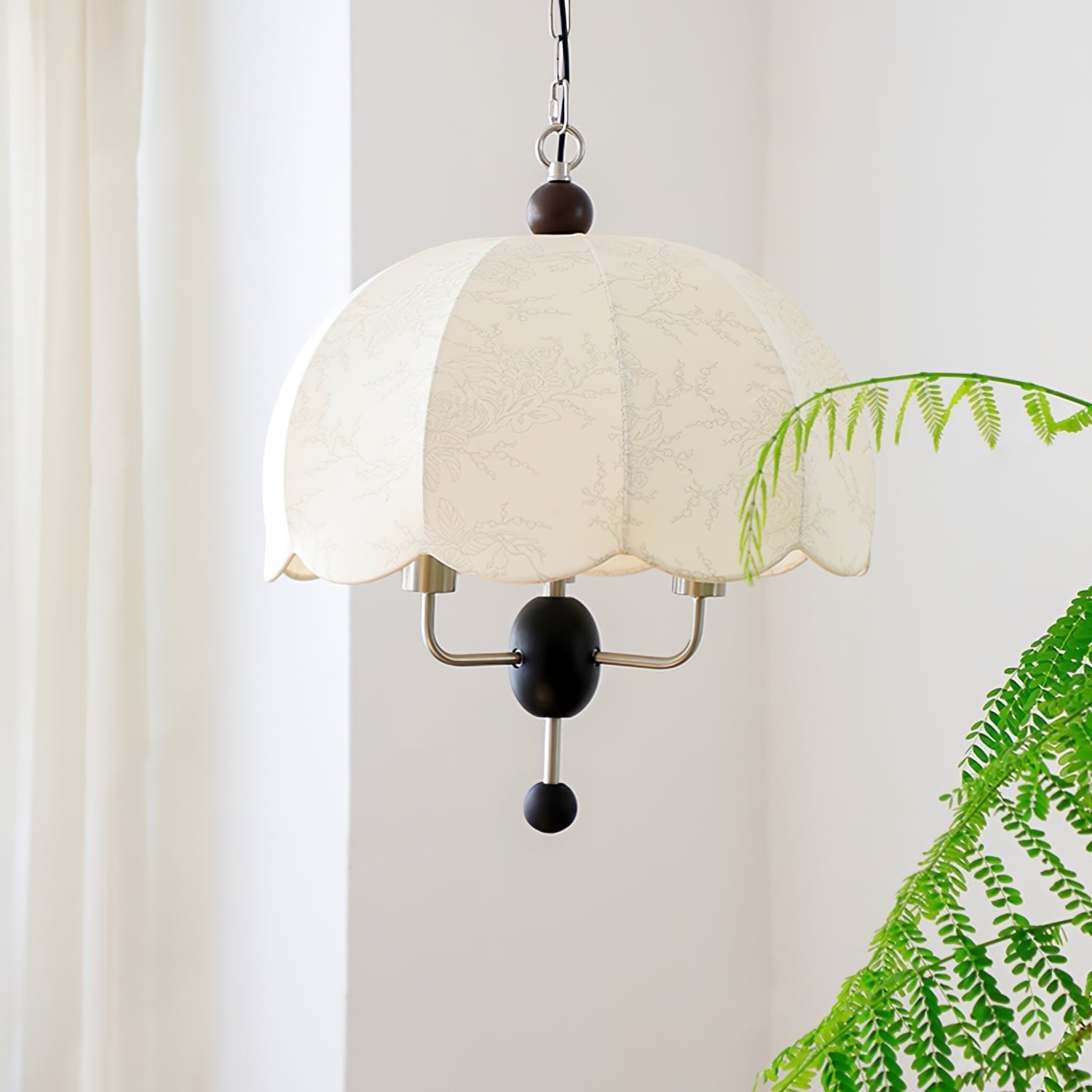 Ervaren Vintage Bloom Fabric Wood Pendant Lamp - Letslighting