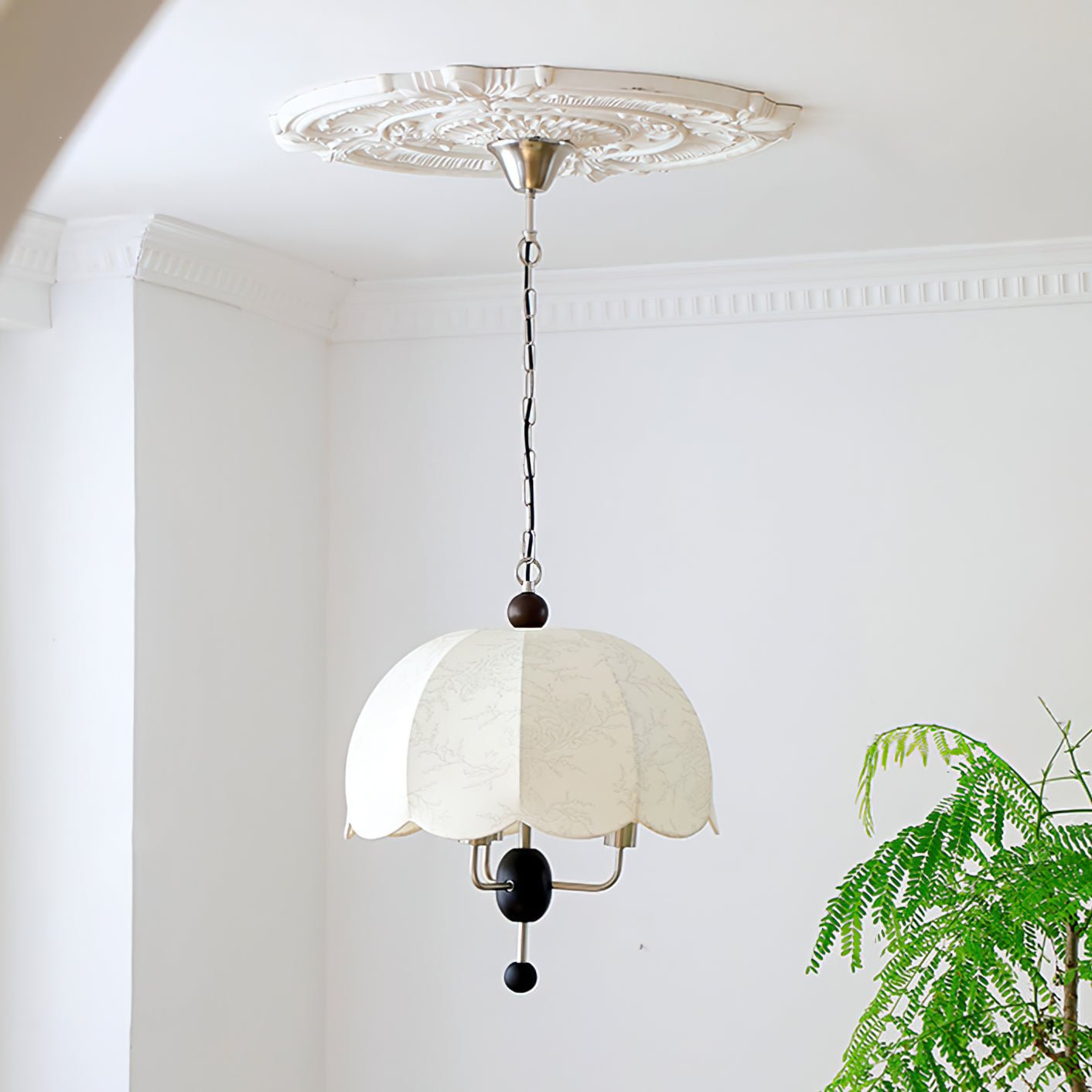 Ervaren Vintage Bloom Fabric Wood Pendant Lamp - Letslighting
