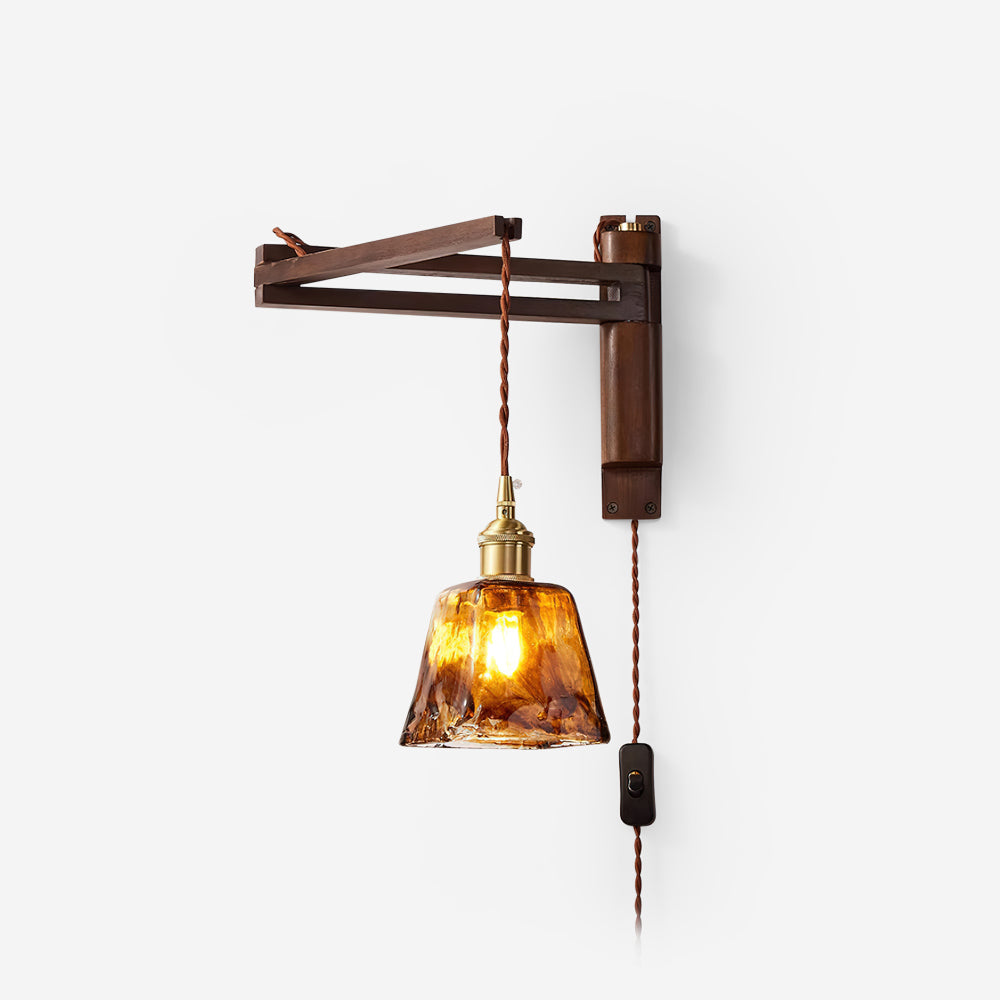 Geyla Rustic Wooden Wall Lamp Plug /Hardwire