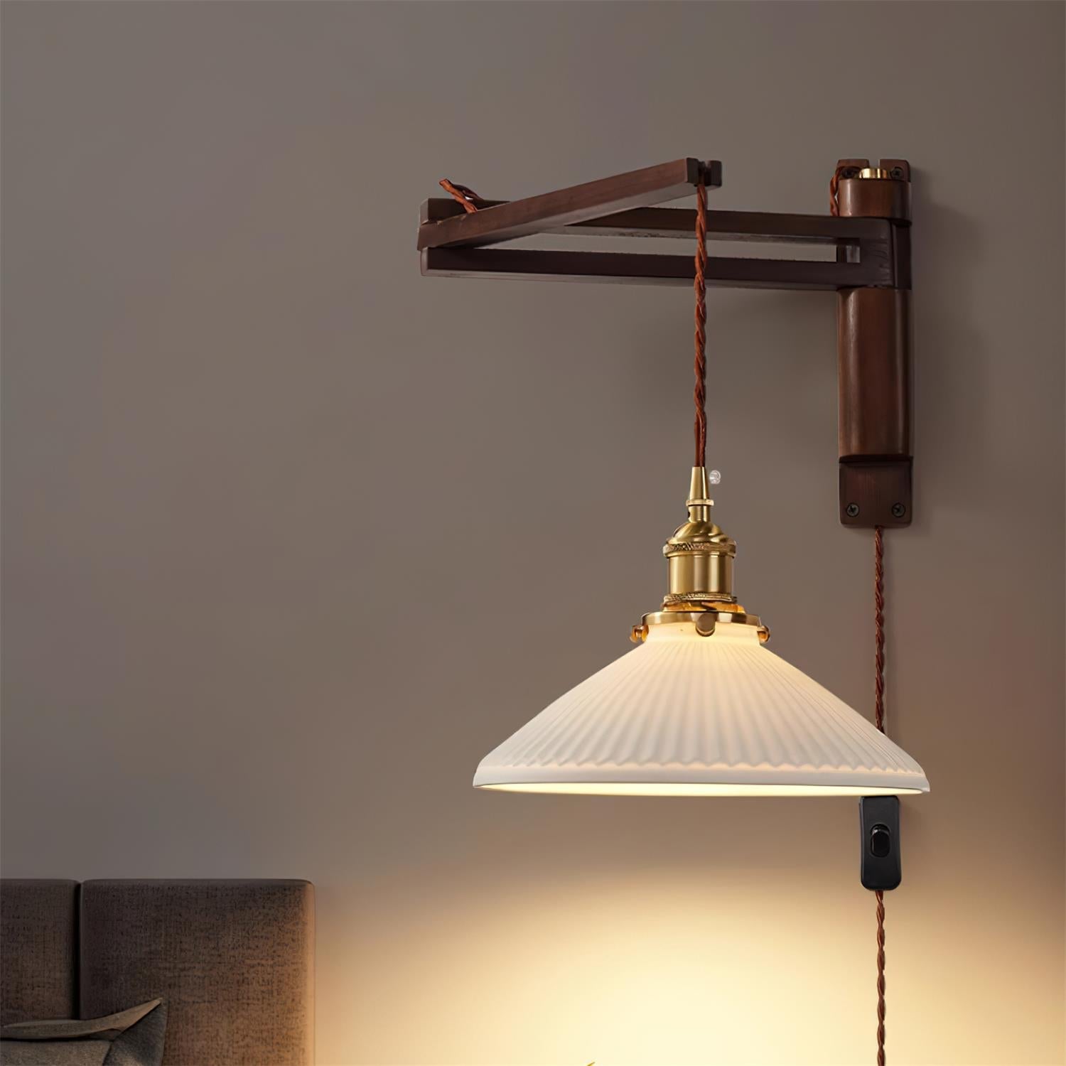 Geyla Rustic Wooden Wall Lamp Plug /Hardwire