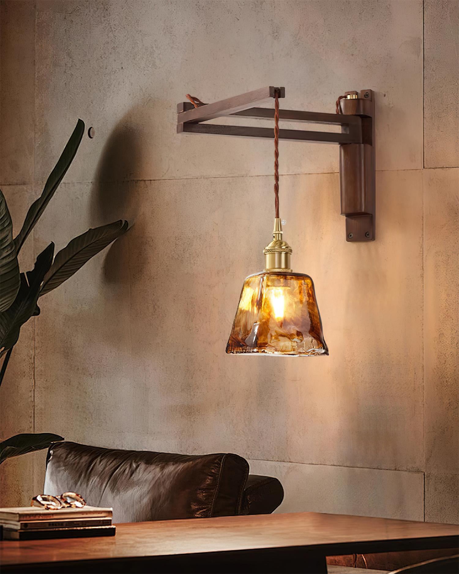 Geyla Rustic Wooden Wall Lamp Plug /Hardwire