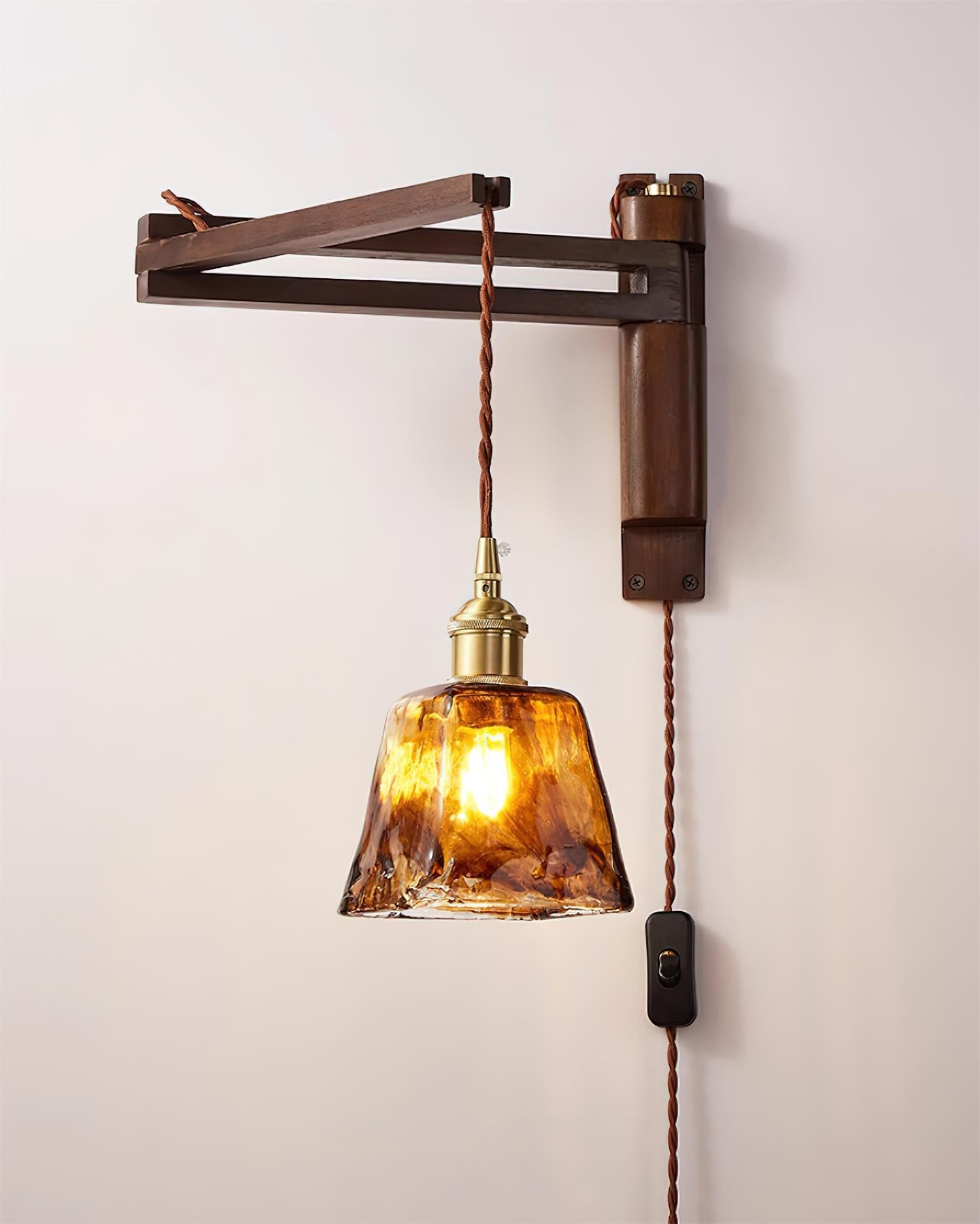 Geyla Rustic Wooden Wall Lamp Plug /Hardwire