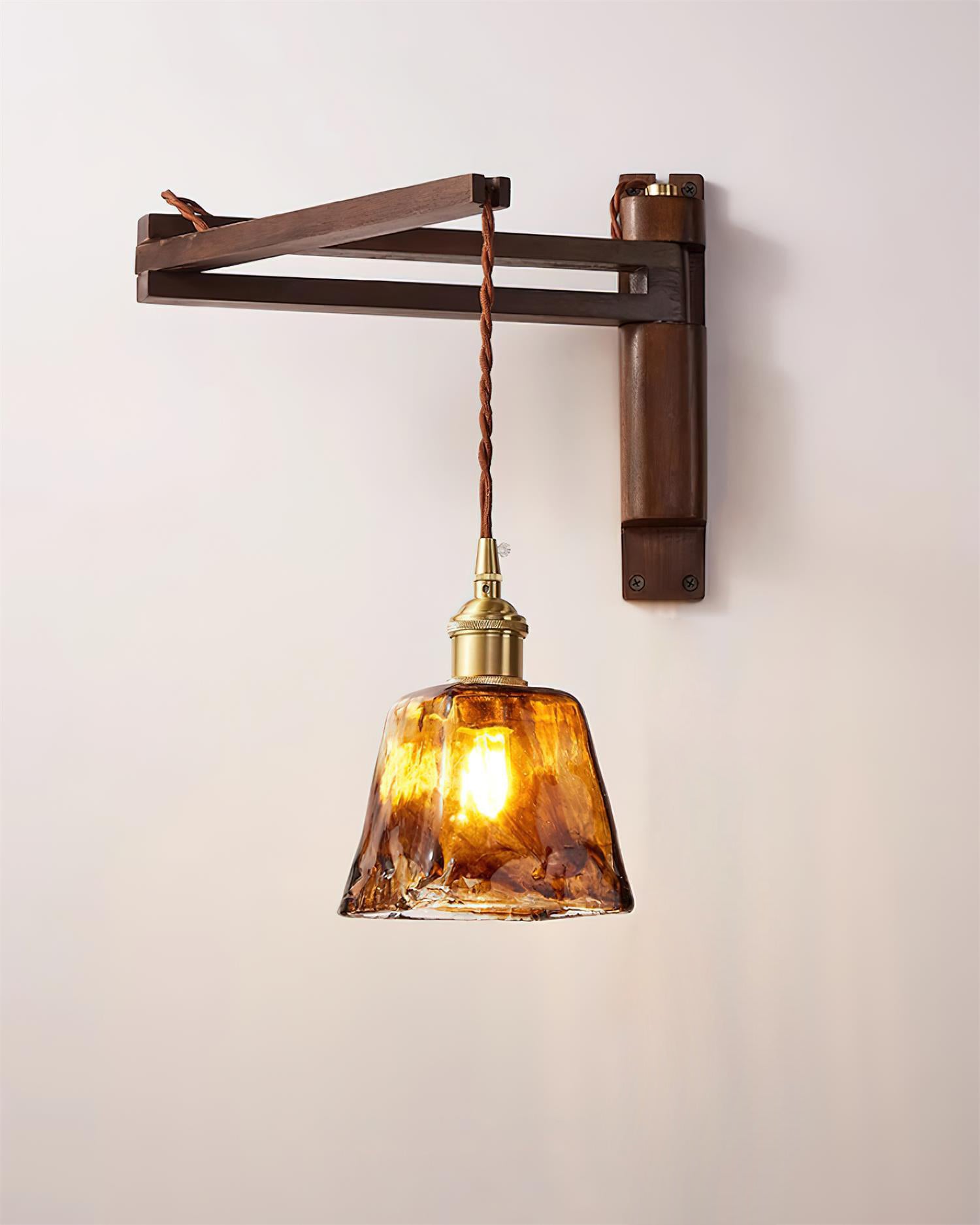Geyla Rustic Wooden Wall Lamp Plug /Hardwire