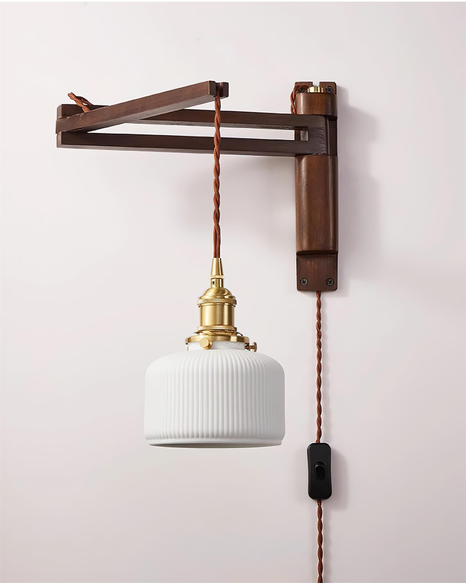Geyla Rustic Wooden Wall Lamp Plug /Hardwire