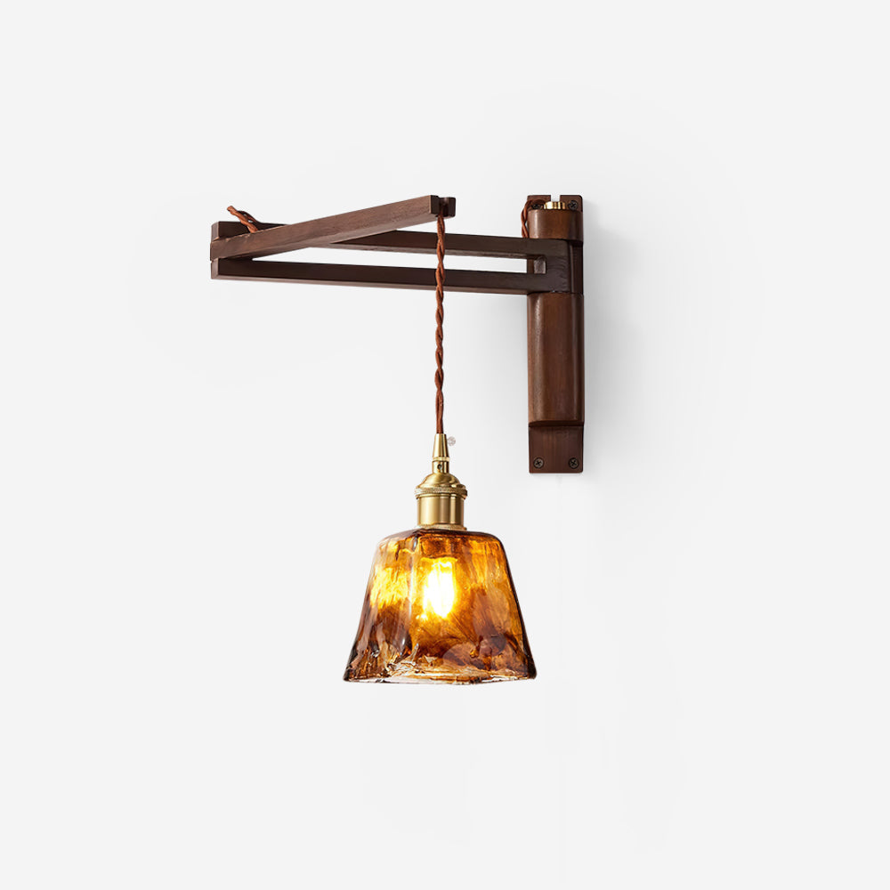 Geyla Rustic Wooden Wall Lamp Plug /Hardwire
