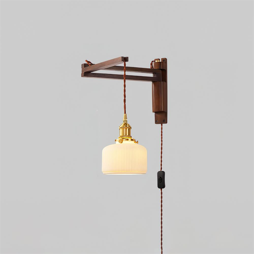 Geyla Rustic Wooden Wall Lamp Plug /Hardwire
