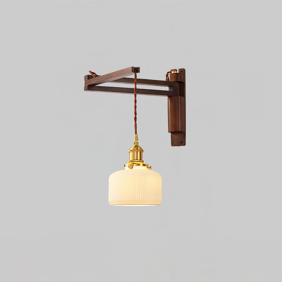 Geyla Rustic Wooden Wall Lamp Plug /Hardwire