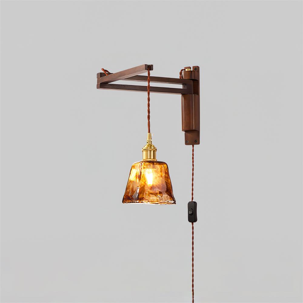Geyla Rustic Wooden Wall Lamp Plug /Hardwire