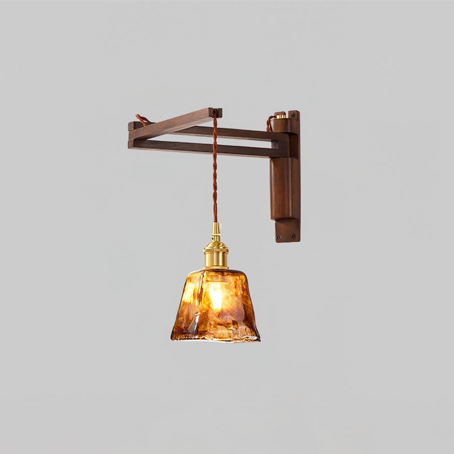 Geyla Rustic Wooden Wall Lamp Plug /Hardwire