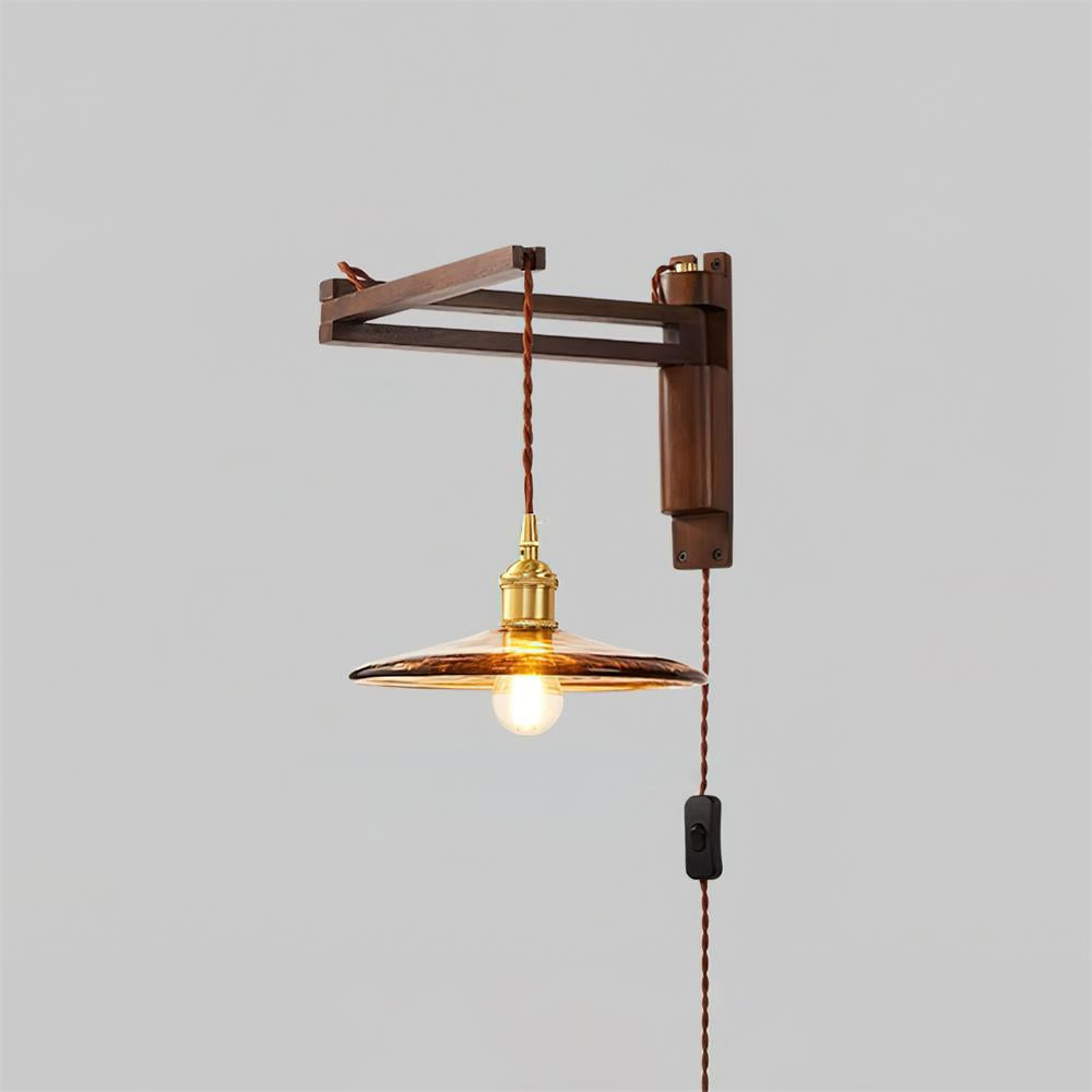 Geyla Rustic Wooden Wall Lamp Plug /Hardwire