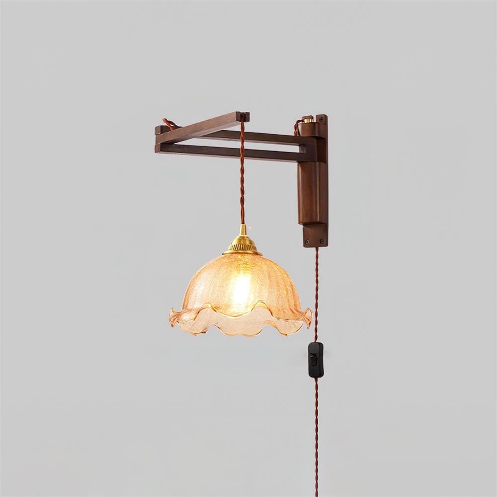 Geyla Rustic Wooden Wall Lamp Plug /Hardwire