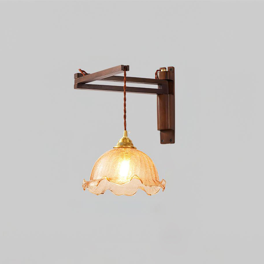 Geyla Rustic Wooden Wall Lamp Plug /Hardwire