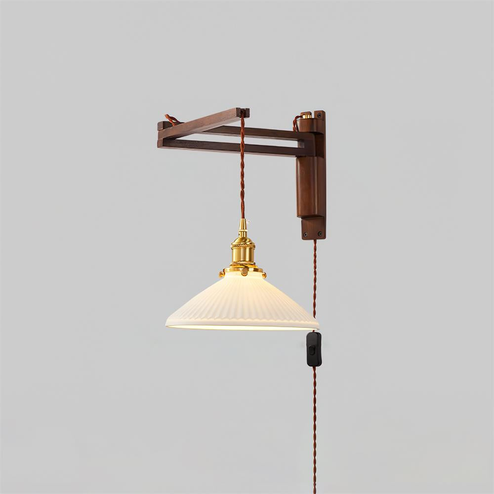 Geyla Rustic Wooden Wall Lamp Plug /Hardwire