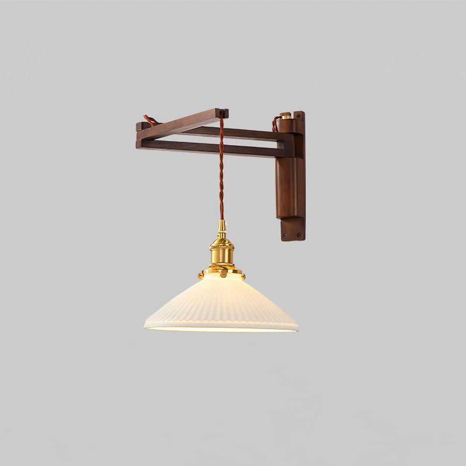 Geyla Rustic Wooden Wall Lamp Plug /Hardwire
