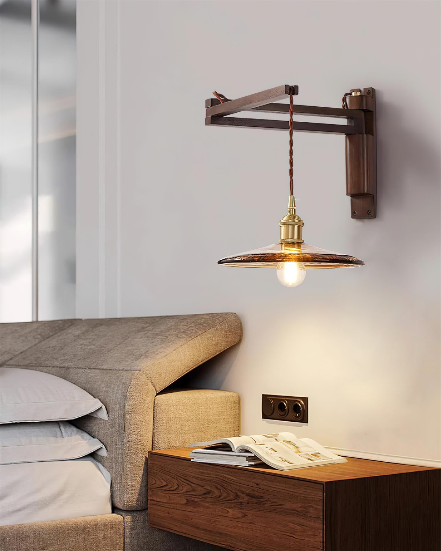 Geyla Rustic Wooden Wall Lamp Plug /Hardwire